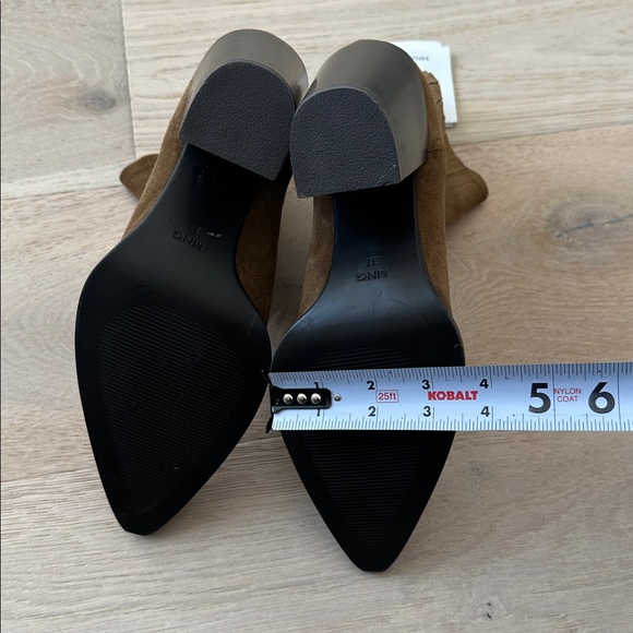 100% leather mango Brown tan Suede leather Ankle Boots Sz 37 / 7 women’s - Picture 13 of 15